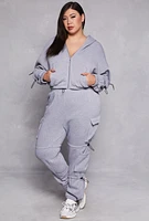 Womens Plus Size Toggle Drawstring Cropped Hoodie, Grey, Size 1X