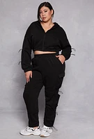 Womens Plus Size Toggle Drawstring Detail Sweatpants, Black, Size 1X