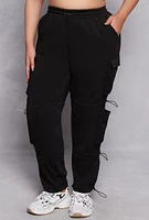 Womens Plus Size Toggle Drawstring Detail Sweatpants, Black, Size 1X