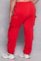 Womens Plus Size Toggle Drawstring Detail Sweatpants, Red, Size 2X