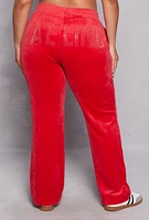 Womens Plus Size Velour Calling Rhinestone Sweatpants, Red, Size 2X