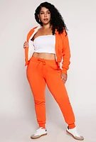 Womens Plus Size Sherpa Lined Zip Front Hoodie, Orange, Size 1X
