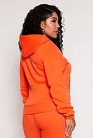 Womens Plus Size Sherpa Lined Zip Front Hoodie, Orange, Size 1X