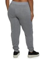 Womens Plus Size Fleece High Waist Drawstring Joggers, Grey, Size 3X
