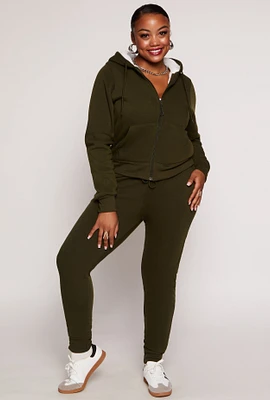 Womens Plus Fleece High Waist Drawstring Joggers,