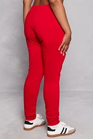 Womens Plus Size Fleece High Waist Drawstring Joggers, Red, Size 2X