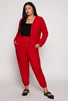 Womens Plus Size Chenille Patterned Zip Front Hoodie, Red, Size 1X