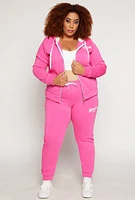 Womens Plus Fleece Brooklyn Joggers, Pink,