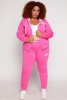 Womens Plus Fleece Brooklyn Joggers, Pink,