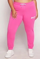 Womens Plus Fleece Brooklyn Joggers, Pink,