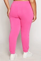 Womens Plus Fleece Brooklyn Joggers, Pink,