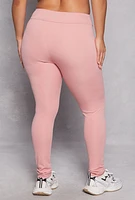 Womens Plus Size Basic Activewear Leggings, Pink, Size 4X