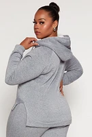 Womens Plus Size East Coast NY Graphic Pullover Hoodie, Grey, Size 1X