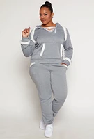 Womens Plus Size Sherpa Contrast Trim Hoodie, Grey, Size 3X