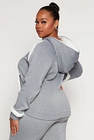 Womens Plus Size Sherpa Contrast Trim Hoodie, Grey, Size 3X