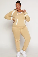 Womens Plus Sherpa Contrast Trim Hoodie,