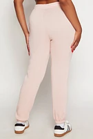 Womens Plus Size Fleece Lined Drawstring Sweatpants, Pink, Size 2X