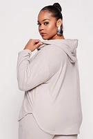 Womens Plus Size Fleece Half Zip Hoodie, Grey, Size 3X