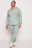Womens Plus Size Fleece Half Zip Hoodie, Green, Size 1X