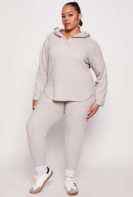 Womens Plus Size Fleece Lined Drawstring Joggers, Grey, Size 3X