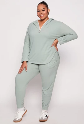Womens Plus Fleece Lined Drawstring Joggers, 3X