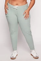 Womens Plus Fleece Lined Drawstring Joggers, 3X