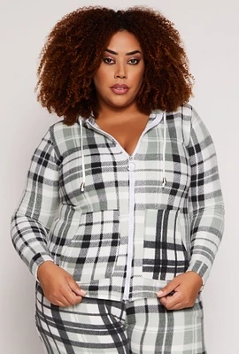 Womens Plus Size Fleece Full Zip Hoodie, Multi, Size 1X