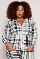 Womens Plus Size Fleece Full Zip Hoodie, Multi, Size 1X