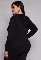Womens Plus Fleece Lined Zip Front Hoodie,