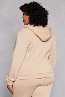 Womens Plus Fleece Lined Zip Front Hoodie,
