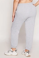 Womens Plus Size Fleece Drawstring High Waist Sweatpants, Grey, Size 2X