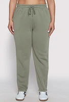 Womens Plus Fleece Drawstring High Waist Sweatpants,