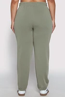 Womens Plus Fleece Drawstring High Waist Sweatpants,