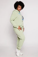 Womens Plus Size Bear Graphic Pullover Hoodie, Green, Size 2X