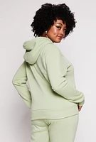 Womens Plus Size Bear Graphic Pullover Hoodie, Green, Size 2X
