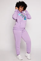 Womens Plus Size Bear Graphic Pullover Hoodie, Purple, Size 1X