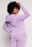 Womens Plus Size Bear Graphic Pullover Hoodie, Purple, Size 1X