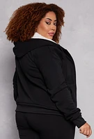 Womens Plus Size City Graphic Zip Front Hoodie, Black, Size 3X