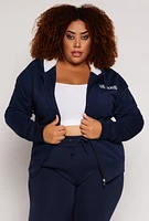 Womens Plus City Graphic Zip Front Hoodie, 2X