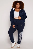 Womens Plus City Graphic Zip Front Hoodie, 2X