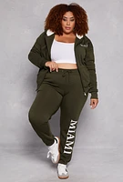 Womens Plus Size City Graphic Sweatpants, Green, Size 3X