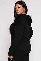 Womens Plus Size New York Chenille Graphic Pullover Hoodie, Black, Size 1X