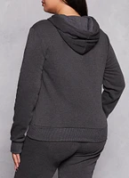 Womens Plus Size Attitude Bear Graphic Pullover Hoodie, Grey, Size 2X