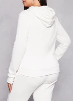 Womens Plus Size Attitude Bear Graphic Pullover Hoodie, White, Size 1X