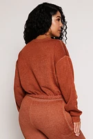 Womens Plus Fleece Cropped Sweatshirt, 2X