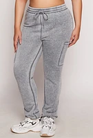 Womens Plus Size Fleece Drawstring Sweatpants, Grey, Size 1X