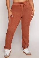 Womens Plus Size Fleece Drawstring Sweatpants, Brown, Size 1X