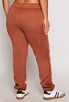 Womens Plus Size Fleece Drawstring Sweatpants, Brown, Size 1X