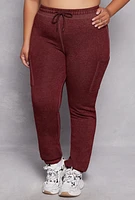 Womens Plus Size Fleece Drawstring Sweatpants, Burgundy, Size 1X