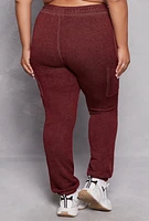 Womens Plus Size Fleece Drawstring Sweatpants, Burgundy, Size 1X